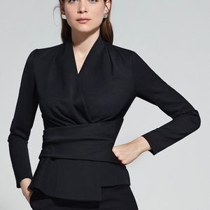 The Fold London Black Belleville Top US 10 UK 14 Lined Crepe EUC Career Blouse